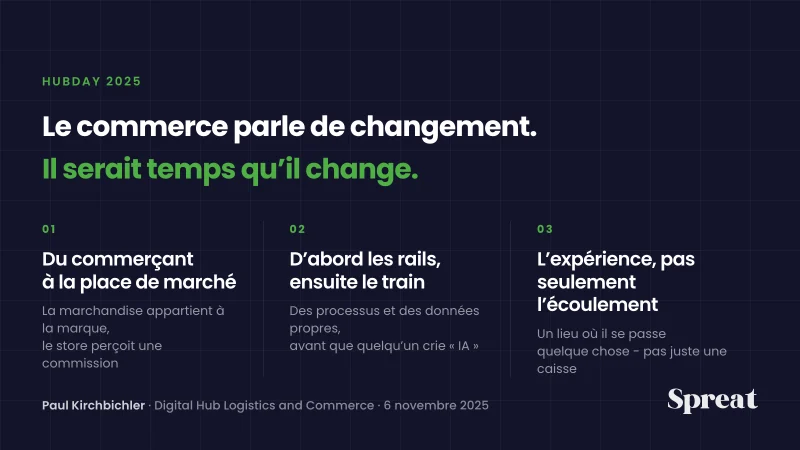 Les trois étapes de l'intervention : place de marché, fondations, expérience